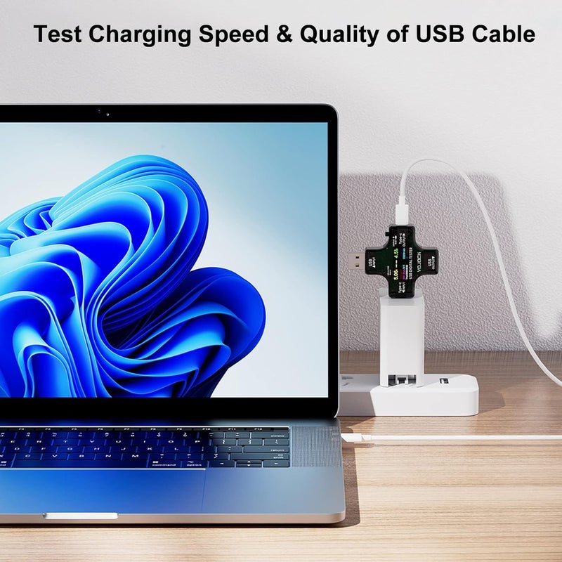 YOJOCK جهاز اختبار USB C مقياس الطاقة 2 في 1 مقياس متعدد رقمي 3.6-32 فولت 0-8.0 أمبير اختبار الجهد والتيار، مقياس فولتية نوع C سعة البطارية مقياس الأمبير كاشف شاحن كابل USB - Image 4
